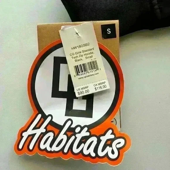 CG Habitats Standard Tech Zip Hoodie Jacket Black NWT Women Size Small - Picture 11 of 13